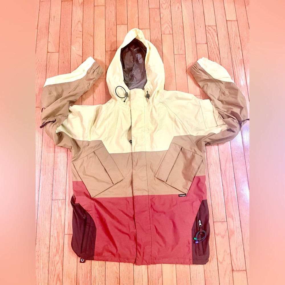 Burton Snowboarding Quattro Jacket Men’s L Brown Yellow Colorblock Shell- EUC